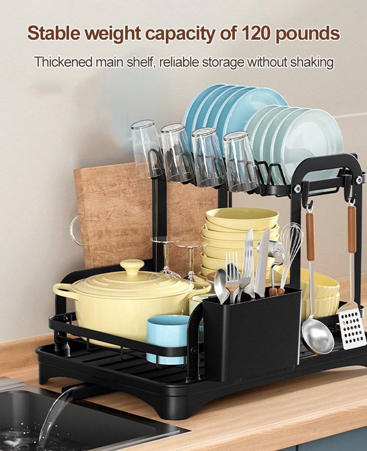 H-shaped flat iron double-layer bowl and dish rack