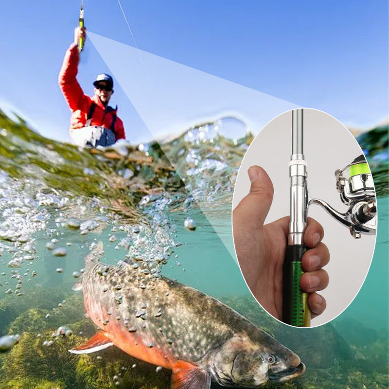 Fish-Shaped Mini Pocket Travel Fishing Pole Set