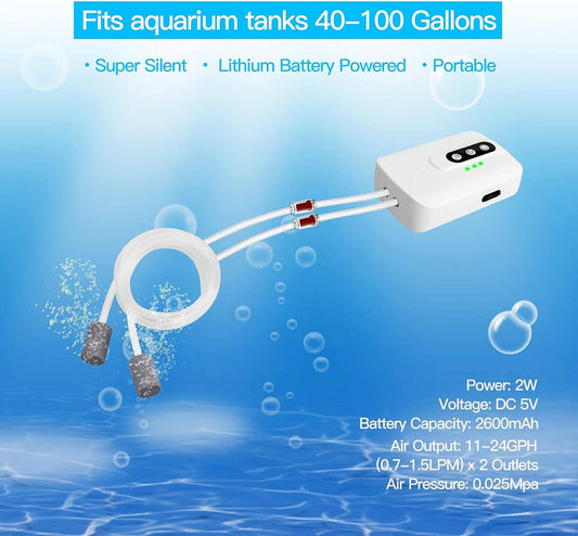✨🔥 Lithium Battery Powered Portable Aquarium Air Pump
