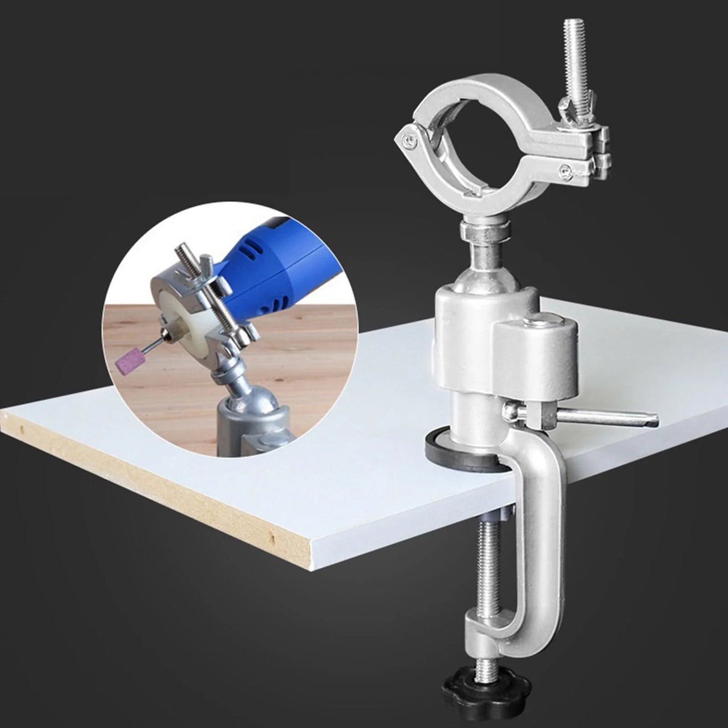 Table Bench Vises Clamp for Drill/Electric Grinder, 360° Aluminum Alloy Rotating Stand for Universal Wood Working Jewelry Making