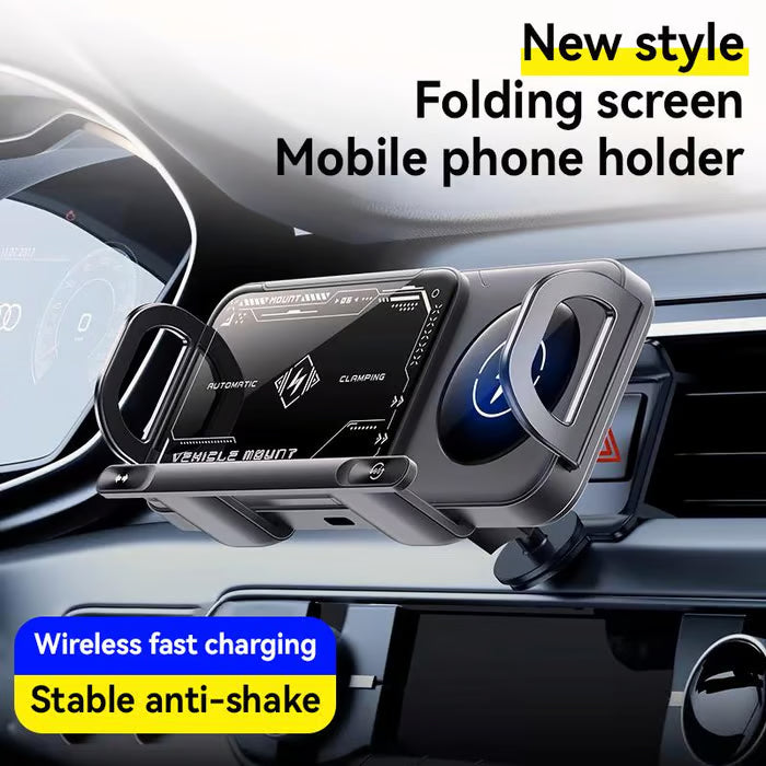 Smart 2-in-1 Auto-Rotating Car Phone Holder Wireless Charger Mount