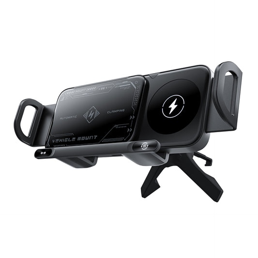 Smart 2-in-1 Auto-Rotating Car Phone Holder Wireless Charger Mount