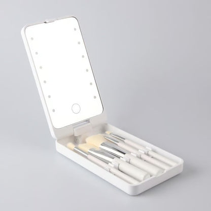 Travel Makeup Brush Set with LED light