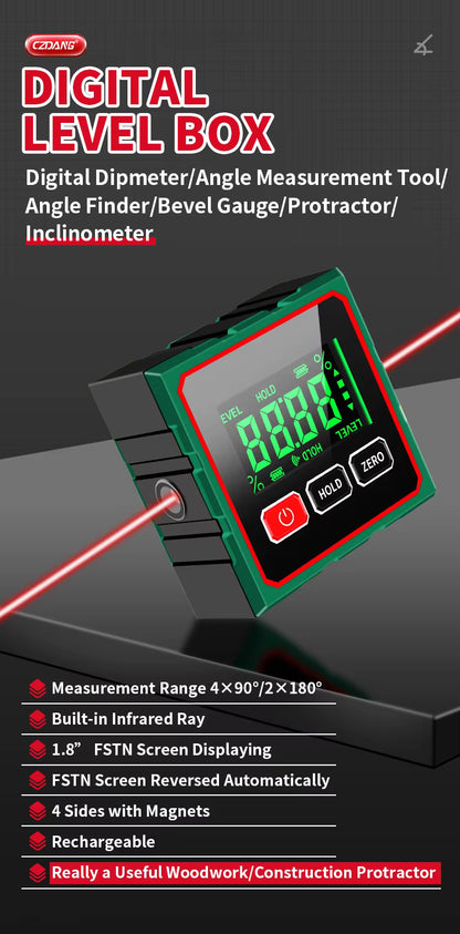Magnetic Digital Angle Finder with Electronic Lase