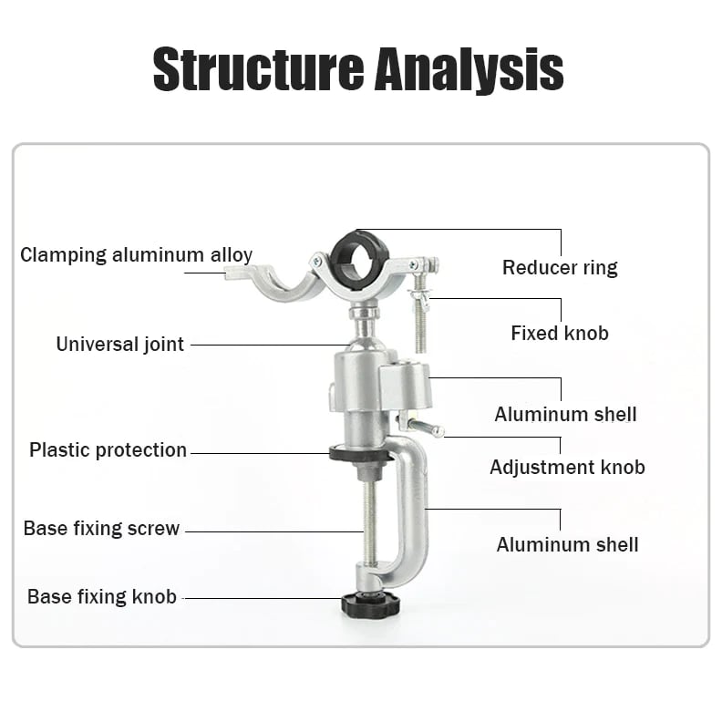 Table Bench Vises Clamp for Drill/Electric Grinder, 360° Aluminum Alloy Rotating Stand for Universal Wood Working Jewelry Making