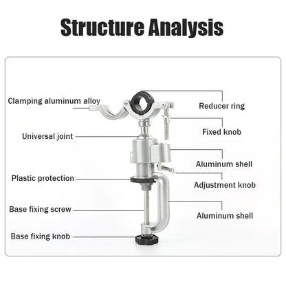 Table Bench Vises Clamp for Drill/Electric Grinder, 360° Aluminum Alloy Rotating Stand for Universal Wood Working Jewelry Making