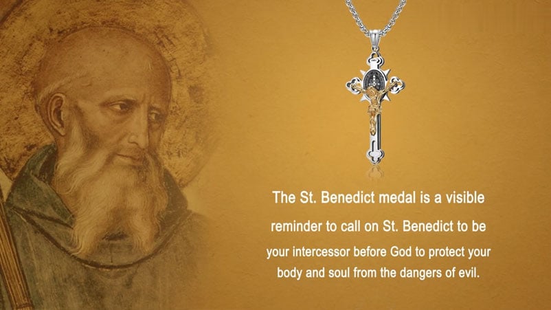 ST.Benedict Protection Cross Power Pendant Necklace