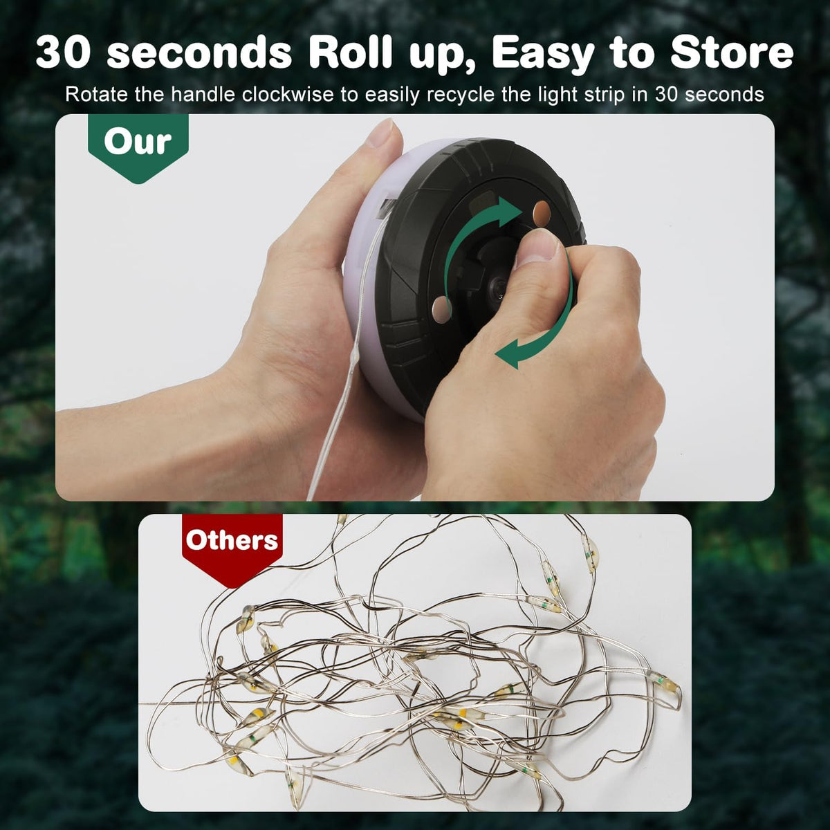 Waterproof Rechargeable Retractable Camping String Lights