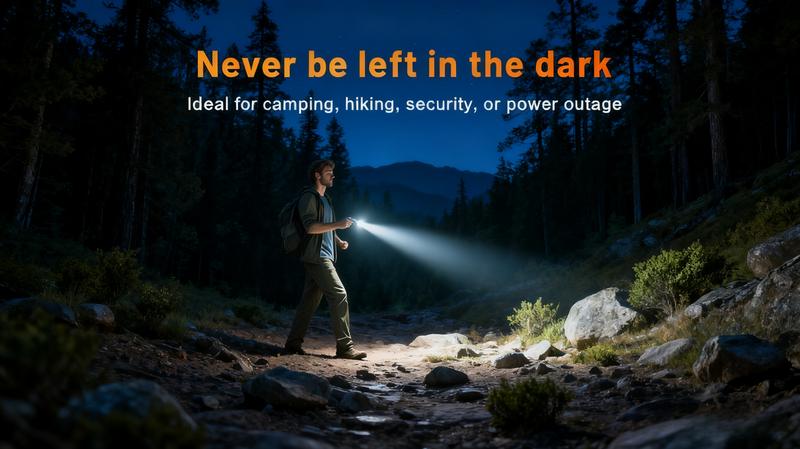 🔦Pocket Rechargeable EDC Flashlight: Mini Keychain Light with Fire Starter & Window Breaker