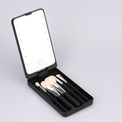 Travel Makeup Brush Set with LED light