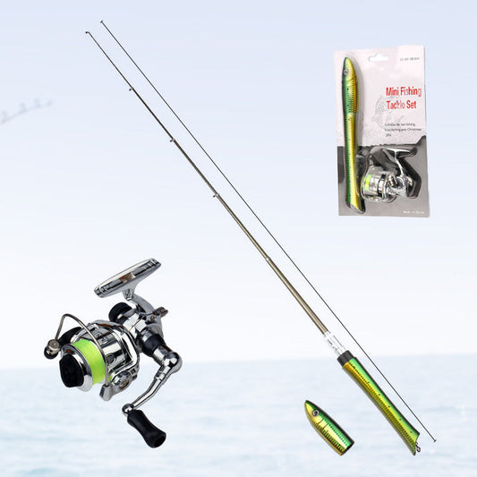 Fish-Shaped Mini Pocket Travel Fishing Pole Set